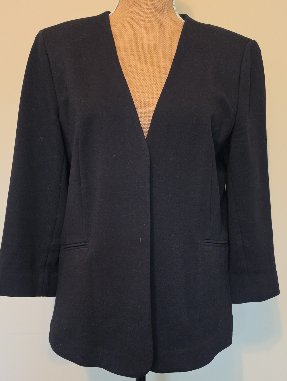 Calvin Klein Black Open V-Neck Blazer Jacket